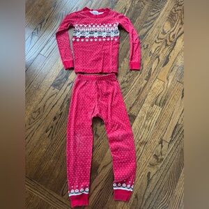 Hanna Andersson Ribbon Red Fairisle Holiday Pajamas size 120 cm US 6 - 7